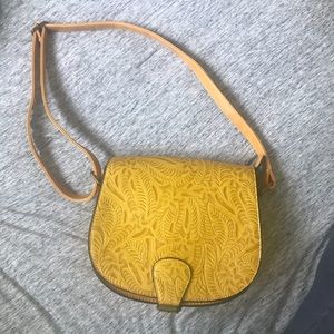 Free People Vegan Tooled Saddle Bag